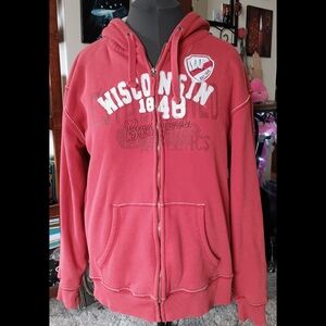 ❤️ J. America Vintage Wisconsin Badgers Full Zip Hoodie XL Mens Red Lined